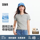 森馬（Semir）涼感T|短袖T恤女短款刺繡修身2025基礎(chǔ)圓領(lǐng)正肩夏裝109325100007
