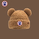 TUTORGOOSE秋冬新款帽子時(shí)尚百搭女士針織帽可愛(ài)小熊冬季加絨保暖毛線(xiàn)帽子 卡其色