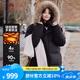 駱駝【極寒】戶外羽絨服男女秋冬新款中長款鵝絨大毛領(lǐng)可拆卸外套 AA32264027，幻影黑 S S
