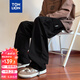 唐獅（TonLion）2025春男工裝寬松直筒休閑長(cháng)褲 黑色 XL 