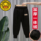 G.duck兒童加絨加厚燈芯絨棉褲2023新款中大童男童保暖褲外穿長(cháng)褲新品 3601黑色加厚一體絨冬褲 160 適合身高150左右3-12歲