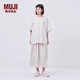 無印良品（MUJI）  IDEE 女式天竺寬版T恤上衣打底衫女款內(nèi)搭25年夏季女裝GA48CC5S 淺灰色 M （155/80A）