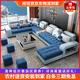 家友福 沙發(fā)布藝沙發(fā)U型組合現(xiàn)代簡約轉(zhuǎn)角大戶型沙發(fā)客廳沙發(fā)茶幾電視柜 科技布-乳膠版【顏色備注】 六件套+茶幾+電視柜