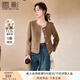 香影羊毛小香風(fēng)外套女2024秋冬季新款羊羔毛風(fēng)小個(gè)子毛呢短款大衣 咖啡 L