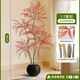 OEMG中古風(fēng)仿真綠植南天竹紅色高端輕奢室內電視柜旁裝飾落地擺件盆栽 中古田園風(fēng)1.8米紅葉南天竹黑色球形花盆