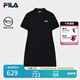 FILA 斐樂官方女子針織連衣裙2025秋新款時尚休閑修身V領(lǐng)短袖裙子 正黑色-BK L 170/88A/L