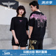 BOY LONDON【白羽入夜】春夏情侶款潮牌朋克時尚紫外線光變短袖T恤N01914 黑印粉 （玫紅色光變印花） XS