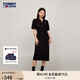 TOMMY JEANS【透氣舒適】夏女珠地棉氣質(zhì)收腰顯瘦V領(lǐng)寬松長連衣裙17725 黑色BDS S （推薦：95-110斤）