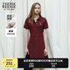 Teenie Weenie小熊女裝夏裝修身POLO連衣裙學(xué)院風(fēng)休閑女裙子紅色 酒紅色 165/M
