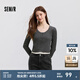 森馬（Semir）毛衣女短款假兩件正肩顯瘦2025春季新款緊身絞花毛衫慵懶氣質(zhì) 白灰色調(diào)00312 M 160/84A