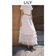 LILY2025夏新款女裝氣質(zhì)休閑松緊腰百搭通勤網(wǎng)紗蛋糕裙白色半身裙 601白色 M