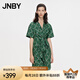 JNBY/江南布衣春夏連衣裙女印花寬松衣服時尚短袖女長款5N4G13500 344/雜深綠 L