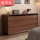 森墨匠實(shí)木斗柜胡桃色臥室六斗八斗九斗置物柜客廳靠墻一體大容量收納柜 落地款五斗柜高110CM 上門(mén)安裝