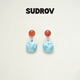 素覺(jué)SUDROV 2025S/S 光在目里有了色彩 寶石系列南紅海紋石耳墜 紅色/天青色不規則寶石耳墜