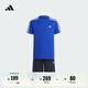 adidas大童速干休閑三條紋短袖套裝兒童夏季新款阿迪達(dá)斯輕運動   亮藍(lán)/白色/傳奇墨水藍(lán)   176