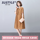 SUSTYLE奢侈高端品牌女裝天絲連衣裙女?huà)寢屝€(gè)子夏季氣質(zhì)寬松裙子 橘黃 2XL 建議145-160斤左右
