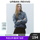 UR2025春季新款女裝復(fù)古撞色刺繡翻領(lǐng)長袖牛仔襯衫UYL850021 藍(lán)色 (偏寬松) S