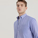 第五季商務(wù)休閑襯衫扣領(lǐng)牛津紡顆粒感韓版修身藍色襯衣長(cháng)袖純棉男裝衣服 SFL5B375 43 [參考體重：160-170斤]
