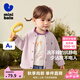 minibala男童女童毛絨外套寶寶抗靜電搖粒絨撞色繡花保暖上衣2025秋新款 粉紅60009 90