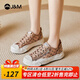 快樂(lè)瑪麗J&M 貝殼頭溶解鞋女鞋2022夏季新款帆布鞋休閑松糕板鞋女士運(yùn)動(dòng)鞋鏤空透氣網(wǎng)面鞋厚底一腳蹬 杏色 39 245mm