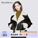 MeetMetro瑪依爾撞色毛領(lǐng)機(jī)車風(fēng)短外套女裝2025秋冬新款加絨飛行員夾克 黑色【現(xiàn)貨閃電發(fā)】 S