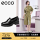 愛步（ECCO）【明星同款】樂福鞋女 百搭牛皮厚底粗跟英倫風(fēng)單鞋女 摩登490013 黑色49001301001 建議選小一碼 39 （偏大，建議選小一碼）