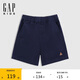 GAP【大小童同款】男童2025夏季新款細斜紋梭織短褲兒童裝774524