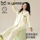 貓人純棉睡衣女士2025年新款帶胸墊月子服春秋薄款長(zhǎng)袖開(kāi)衫家居服套裝 象牙白 【100%純棉-免穿文胸】 L 【體重100-120斤】