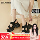 達芙妮（DAPHNE）涼鞋女厚底增高小個子水鉆夏季沙灘鞋2025新款百搭時尚懶人一腳蹬 黑色7cm 38 標準碼