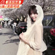 鹿珊伍披肩外搭女2025新款度假風(fēng)法式復(fù)古頭巾氛圍感神女蕾絲絲巾圍巾 蕾絲拼接絲巾【米色】 70*170cm