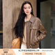 香影復(fù)古機(jī)車皮衣女夾克2025秋季新款翻領(lǐng)寬松甜酷美拉德開衫外套 咖啡 L