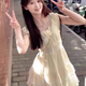 妙奕嘉連衣裙裙子女夏季2025新款小個(gè)子顯瘦純欲甜美可愛(ài)短裙禮服高級(jí)感 甜美小飛袖收腰蓬蓬裙【杏色】 均碼 【建議110斤以內(nèi)】
