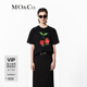 MO&Co.櫻桃果蔬印花圓領短袖寬松落肩純T恤基礎黑白上衣上裝 黑色 S 160
