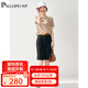 帕羅（PALUOPO）女士t恤短袖上衣真絲印花100%桑蠶絲寬松休閑圓領夏季新款半袖 夾花米色 L (165/88A)