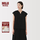 無印良品（MUJI）強捻 法國袖罩衫 短袖上衣女款女裝純棉25年夏季 BC2MMC5S 黑色 M (160/84A)