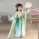 AWZ寄明月舞蹈服裝虞書欣凌妙妙漢服女唐裝齊胸連衣襦裙兒童扇子古裝 青色妙妙衣服套裝 160 均碼
