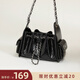 南風(fēng)Chio2nd店主改良版25bag菱格鏈條抽繩包包女款時(shí)尚斜挎包七夕禮物 經(jīng)典黑