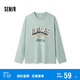 森馬長袖T恤男秋季學(xué)院風(fēng)情侶裝復(fù)古印花107624101201