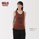 無印良品（MUJI）女式 彈力羅紋編織背心 上衣內(nèi)搭打底 25年夏季女裝 BB2ROA5S 磚紅色 L (165/88A)