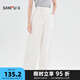 三福休閑褲2025夏季松緊抽繩簡(jiǎn)約寬松彎刀褲長(zhǎng)褲女裝499613 白色 S