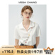 VEGA CHANG短袖T恤女2025年夏季新款純色翻領(lǐng)修身休閑百搭正肩小個子上衣 珍珠白 M