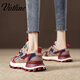 Vistline老爹鞋女2026新款網(wǎng)面透氣顯腳小運動(dòng)鞋女復古厚底小蠻腰阿甘鞋女 紅色 35