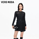 VEROMODA連衣裙2025秋季新款真兩件不對稱(chēng)裙擺背帶裙新年過(guò)年 黑色 L