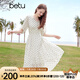 百圖betu女裝2025夏季新款連衣裙V領(lǐng)波點(diǎn)飄逸蛋糕裙雪紡裙子女2504T95 米白 L