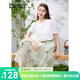 百圖betu女裝夏季新款半身裙新國風(fēng)扎染水墨印花高腰裙女2405T50 綠色 L
