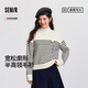 森馬（Semir）毛衫女顯瘦寬松圓領(lǐng)中長(cháng)毛衣秋冬款優(yōu)雅條紋上衣可愛(ài)花紗保暖內搭 【A款】白藍色調00318 M