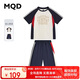 MQD童裝男大童學(xué)院風(fēng)拼接親膚百搭T恤套裝 藏青 130cm