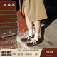 莎莎蘇[牛角包]2025春新款復(fù)古平底內(nèi)增高阿甘鞋女鞋大頭鞋德訓(xùn)鞋 咖啡色/酒紅色 37
