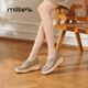 妙麗（Millies）品牌小眾瑪麗珍鞋女坡跟真皮內(nèi)增高女鞋2025新款休閑百搭芭蕾單鞋 杏色 35 (225mm)  標(biāo)準(zhǔn)碼