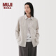 無(wú)印良品（MUJI）女式水洗平紋襯衫領(lǐng)長(zhǎng)袖襯衫襯衣外套內(nèi)搭春季款外衣女裝上衣 米色條紋 XL 165/92A